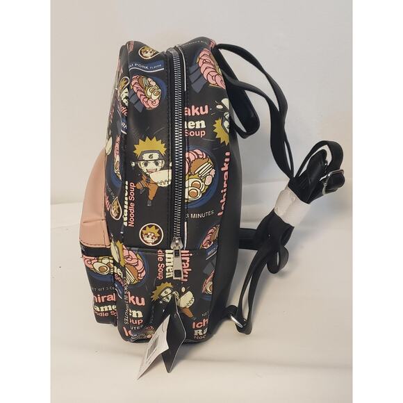 Naruto Shippuden Ichiraku Ramen Mini Backpack Black Pink Faux Leather Bioworld - Picture 11 of 13